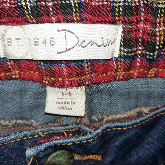 Womens size 14, Contemporary Denim jeans, Plaid patches - Picture 4 of 4
